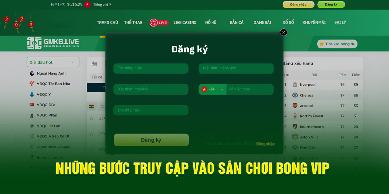 Những bước truy cập vào sân chơi Bong VIP