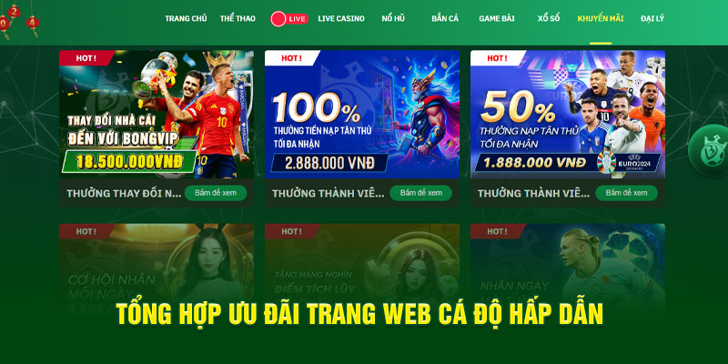 Tổng hợp ưu đãi trang web cá độ hấp dẫn